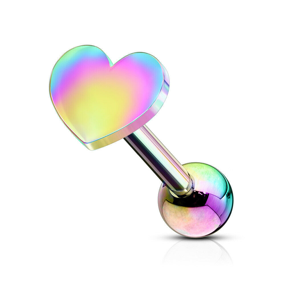 1pc Flat Heart Top Helix Tragus Cartilage Bar Stud Earring 316L Surgical Steel