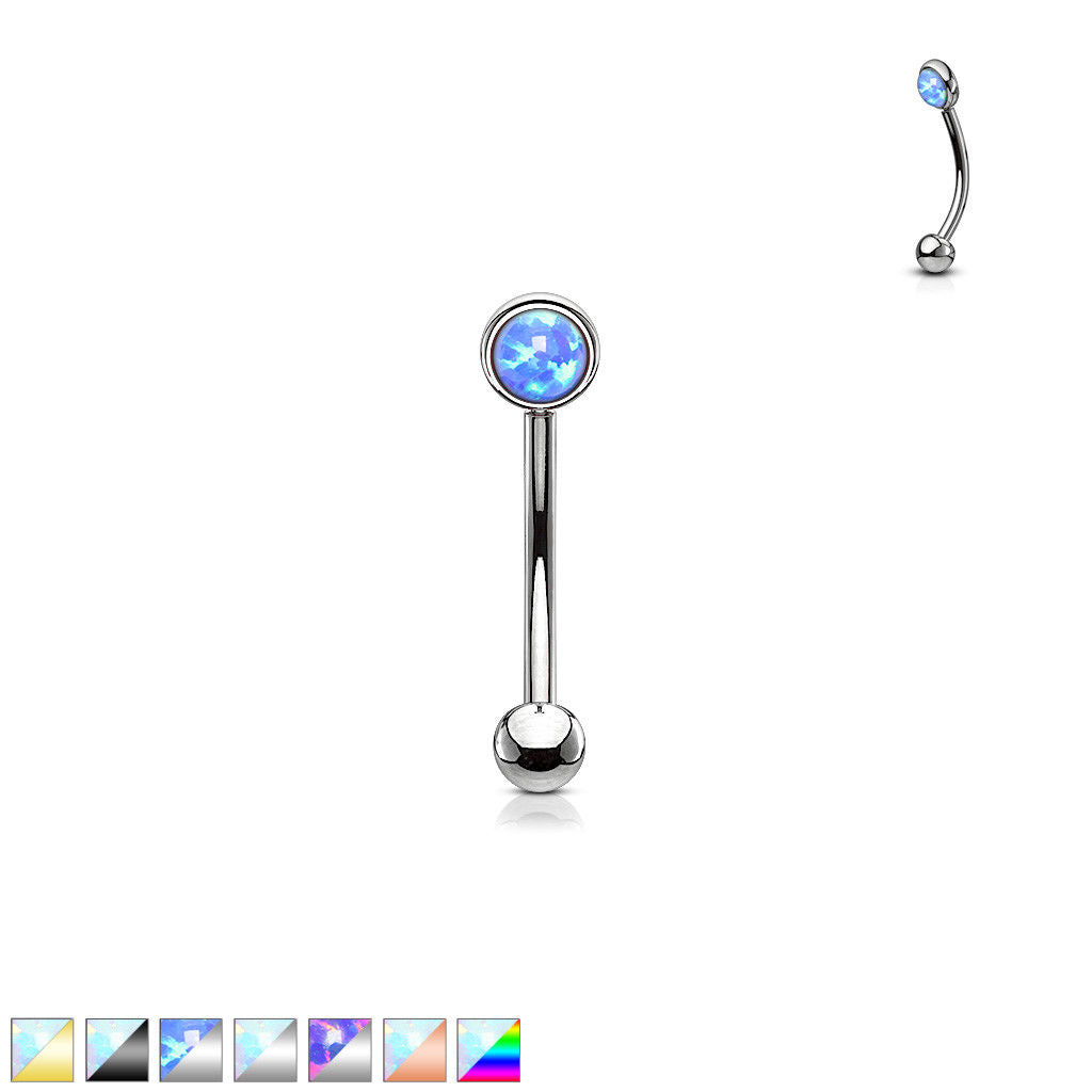 1pc Flat Setting 3mm Opal 16g Curved Barbell Rook Piercing 16 Gauge Eyebrow Ring