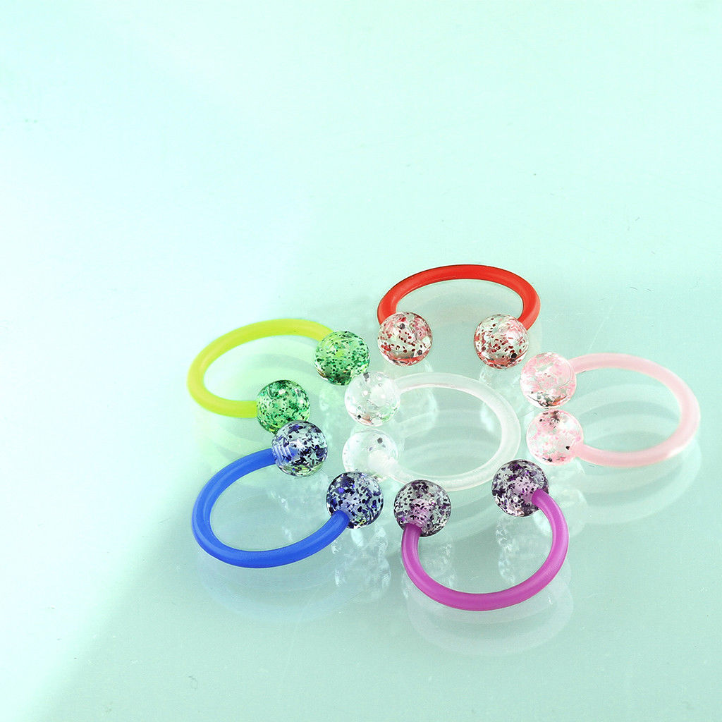 PAIR Ultra Glitter Flexible Circular Barbells Septum Eyebrow Nipple Tragus Ring