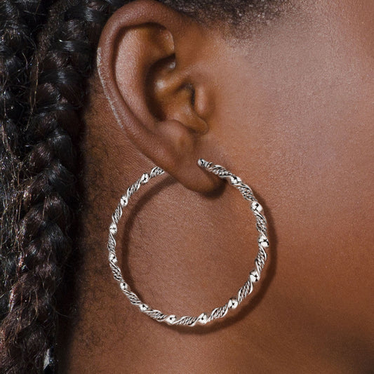 PAIR of Braided Twist Style Hoop Earrings 22g Stainless Steel
