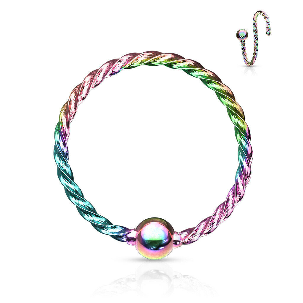 1pc Twisted Rope Fixed Ball Captive Bead Ring / Nose Hoop Cartilage Rook Helix