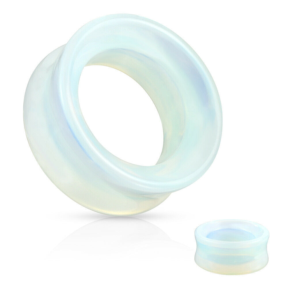 PAIR Opalite Tunnels Double Flare Plugs Earlets Gauges Opalescent Stone