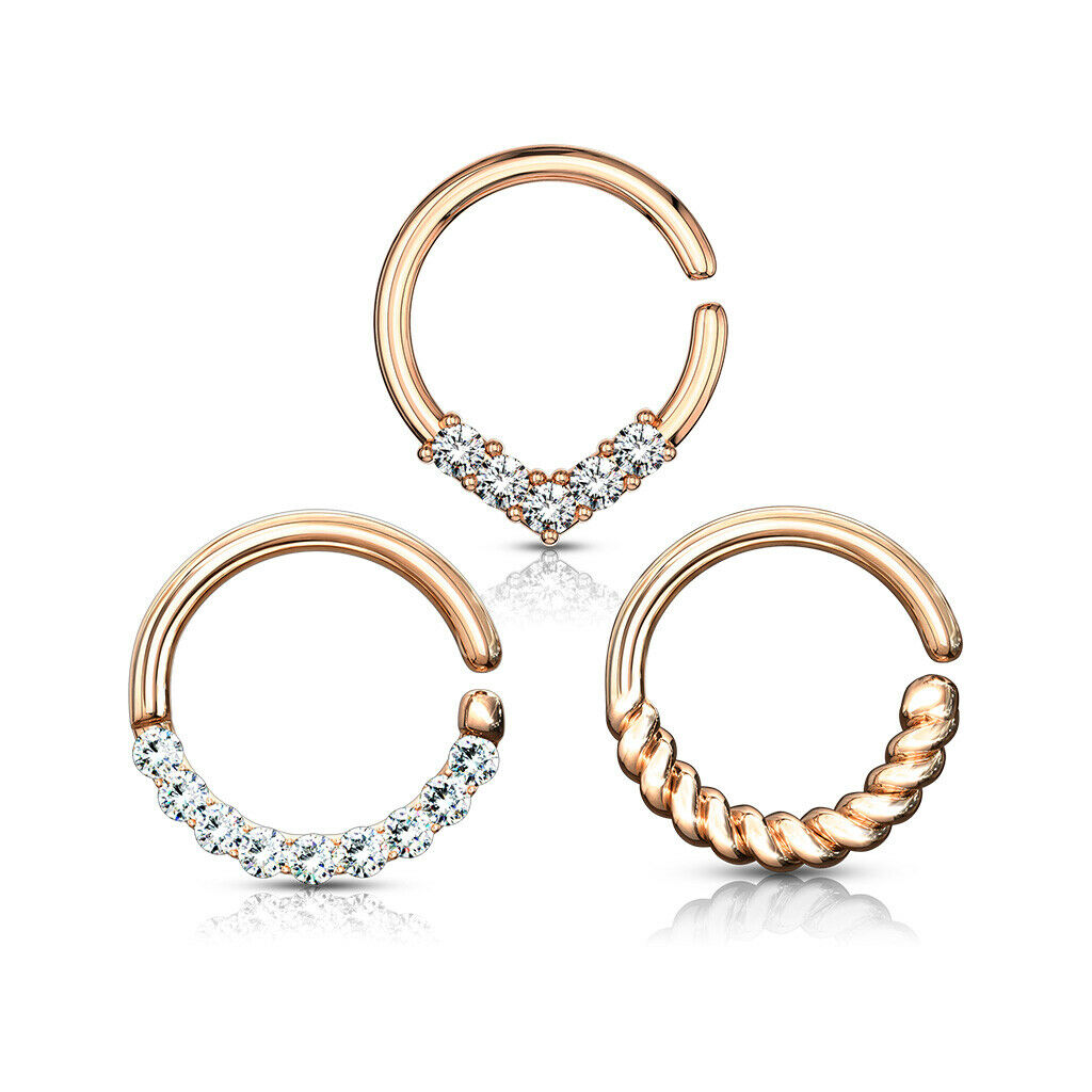 3pcs Bendable 16g Hoops Design Septum Tragus Ear Cartilage Rings Value Pack
