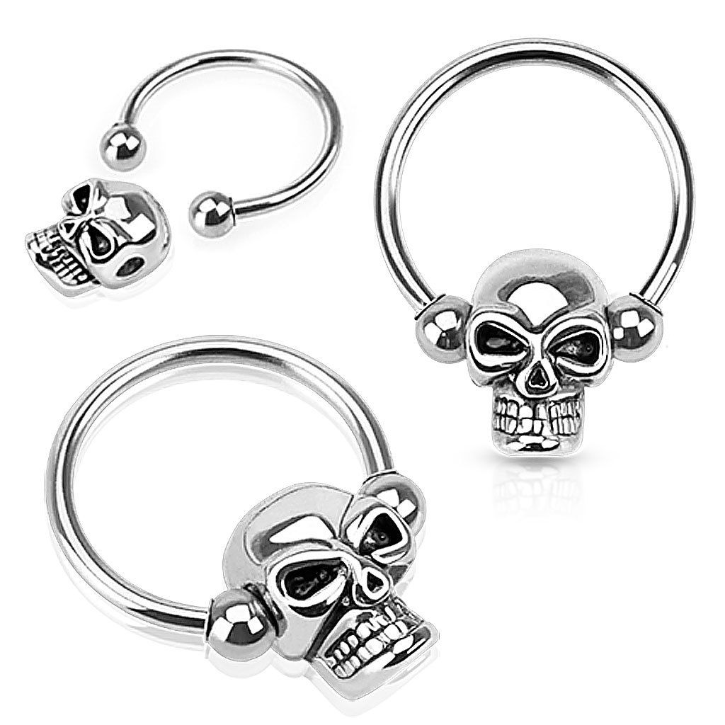 1pc Skull Captive Bead Ring / Nipple Ring / Circular Barbell