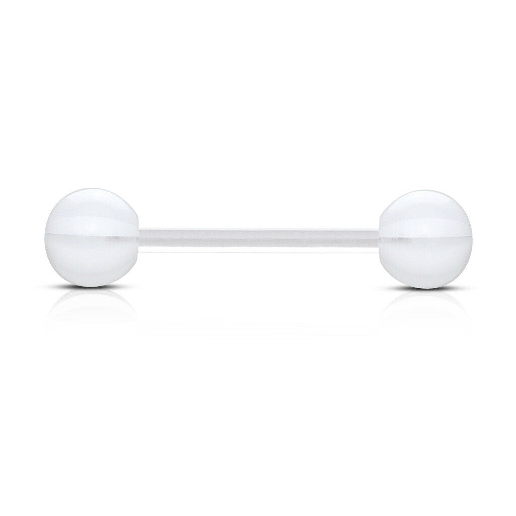 PAIR Flexible Barbell Nipple or Tongue Rings PTFE Candy Striped NO METAL
