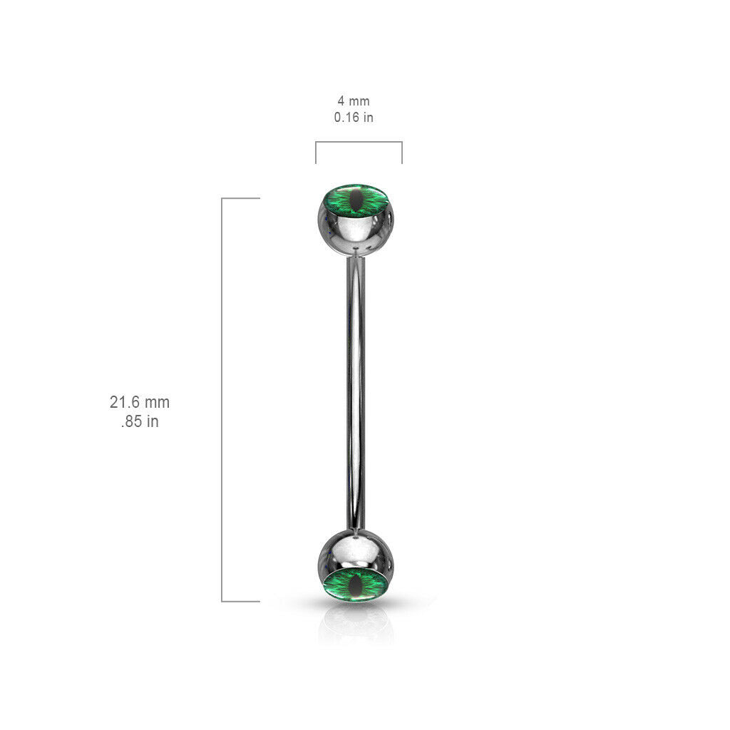 1pc Snake Eye Piercing Curved Barbell Tongue or Eyebrow Ring Snakes Eyes