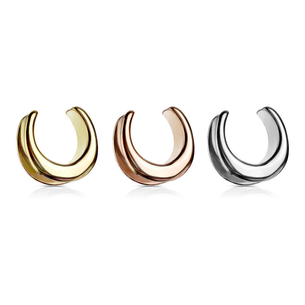 PAIR Saddle Ear Spreader Surgical Steel Tunnels Plugs Earlet Gauges Body Jewelry