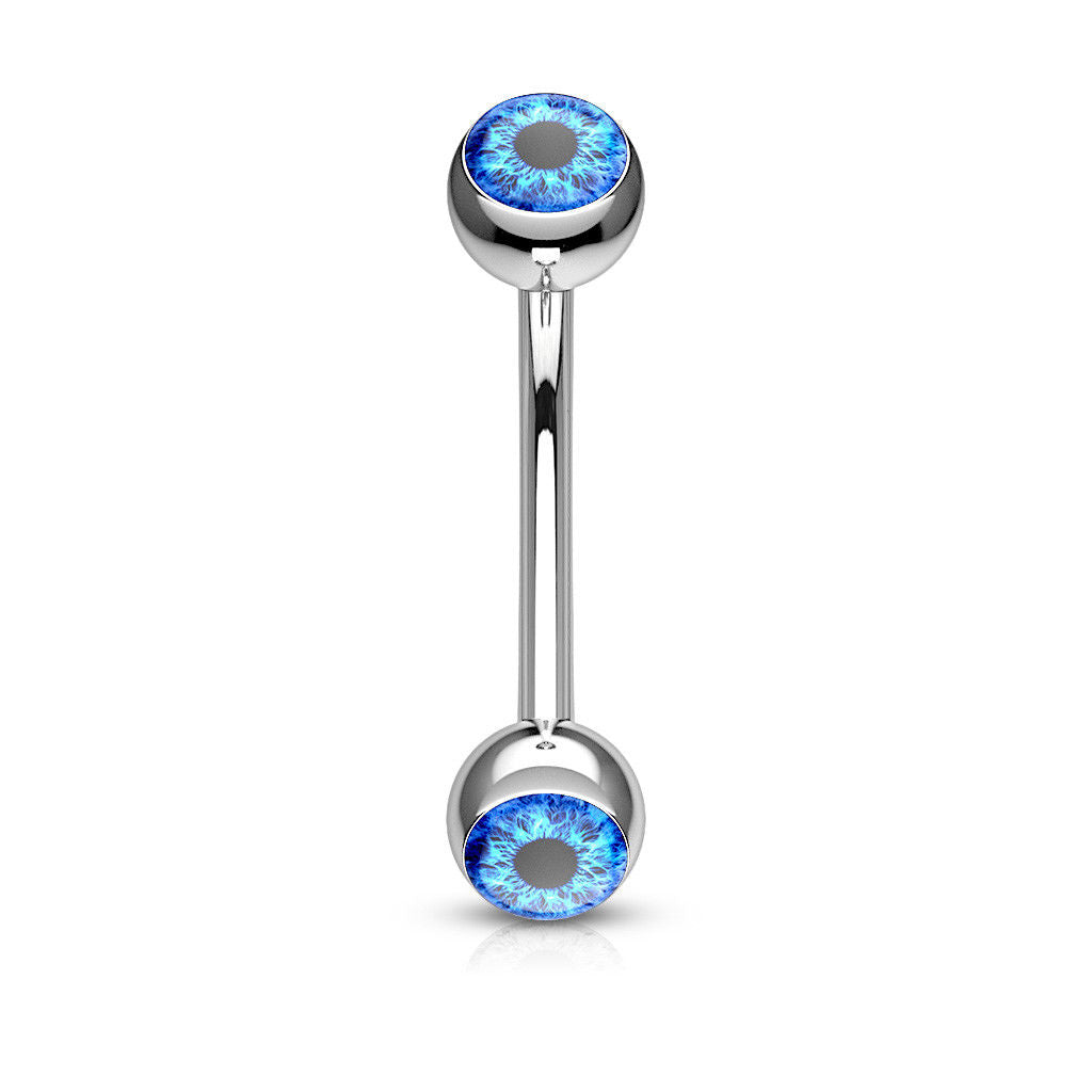 1pc Eyeball 316L Surgical Steel Eyebrow Ring Curved Barbell Eye Ball 16g 5/16"
