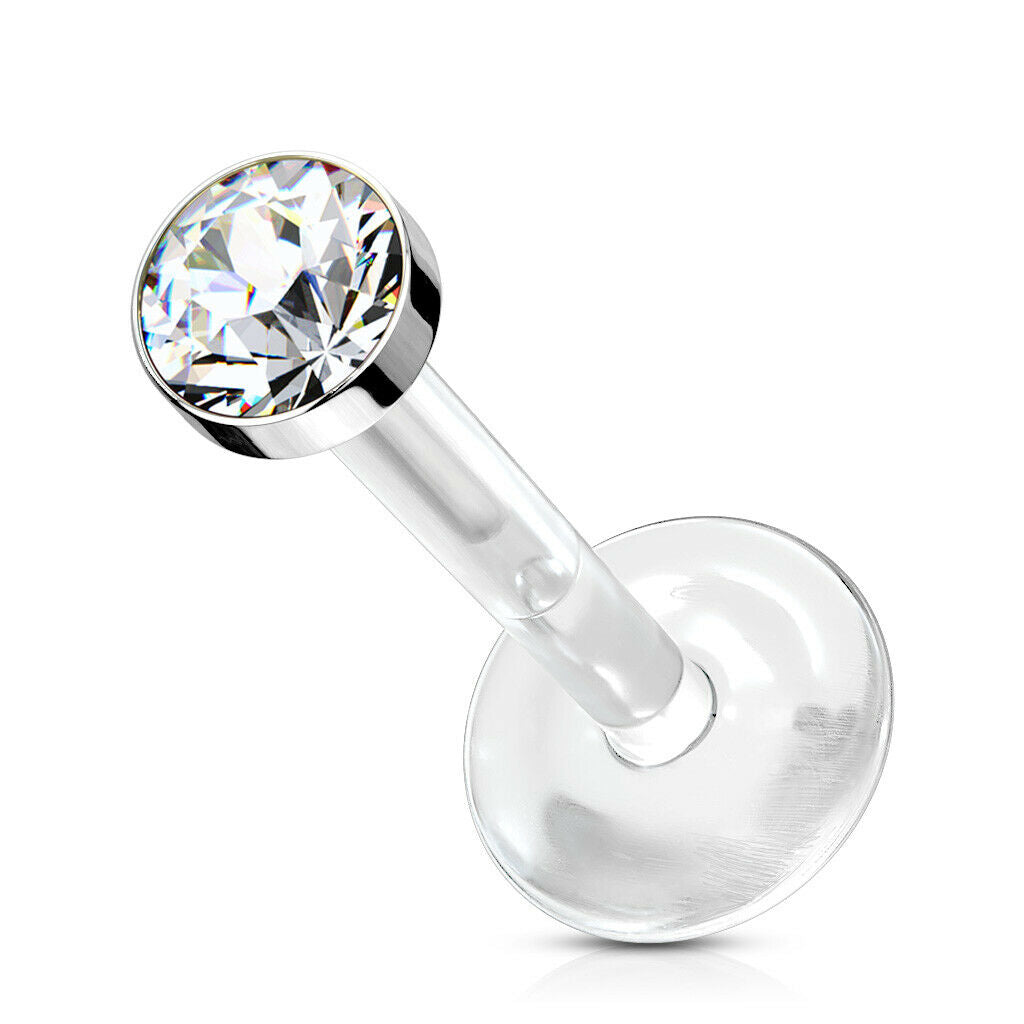 1pc Bioflex Crystal Gem Labret Monroe Tragus Ear Cartilage Stud Bio Flex