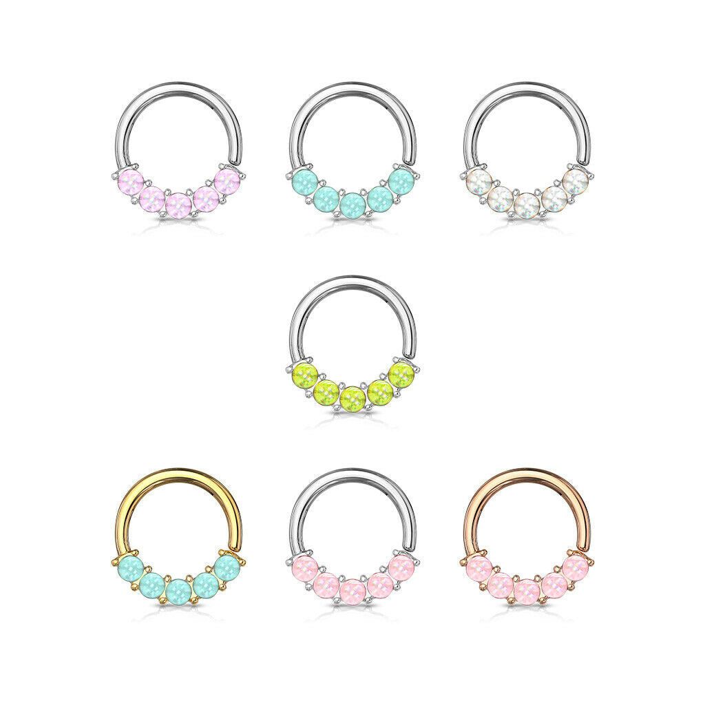 1pc Bendable 5 Illuminating Stone Hoop Septum Ring Cartilage Daith Helix Tragus