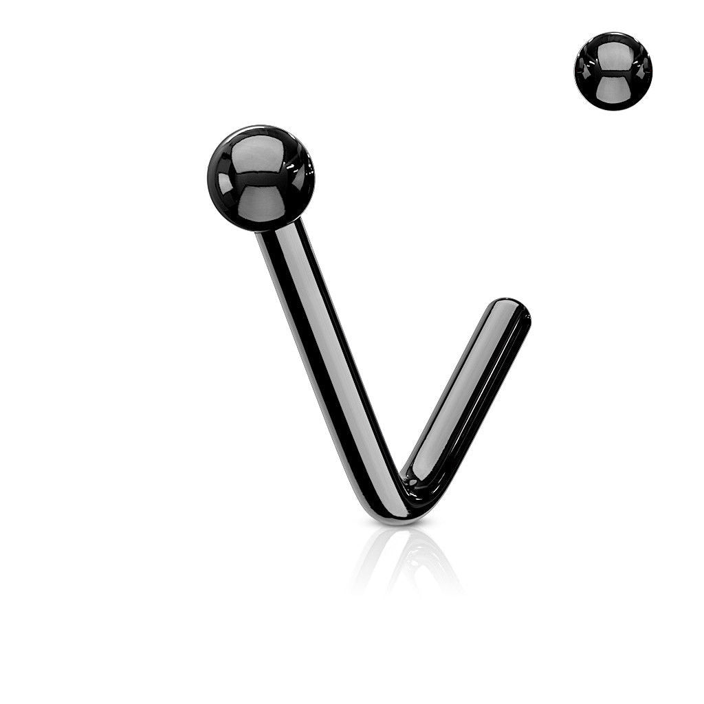 4pcs Ball End Steel L-Bend Nose Rings L-Shaped Studs Screws - choose 18g or 20g