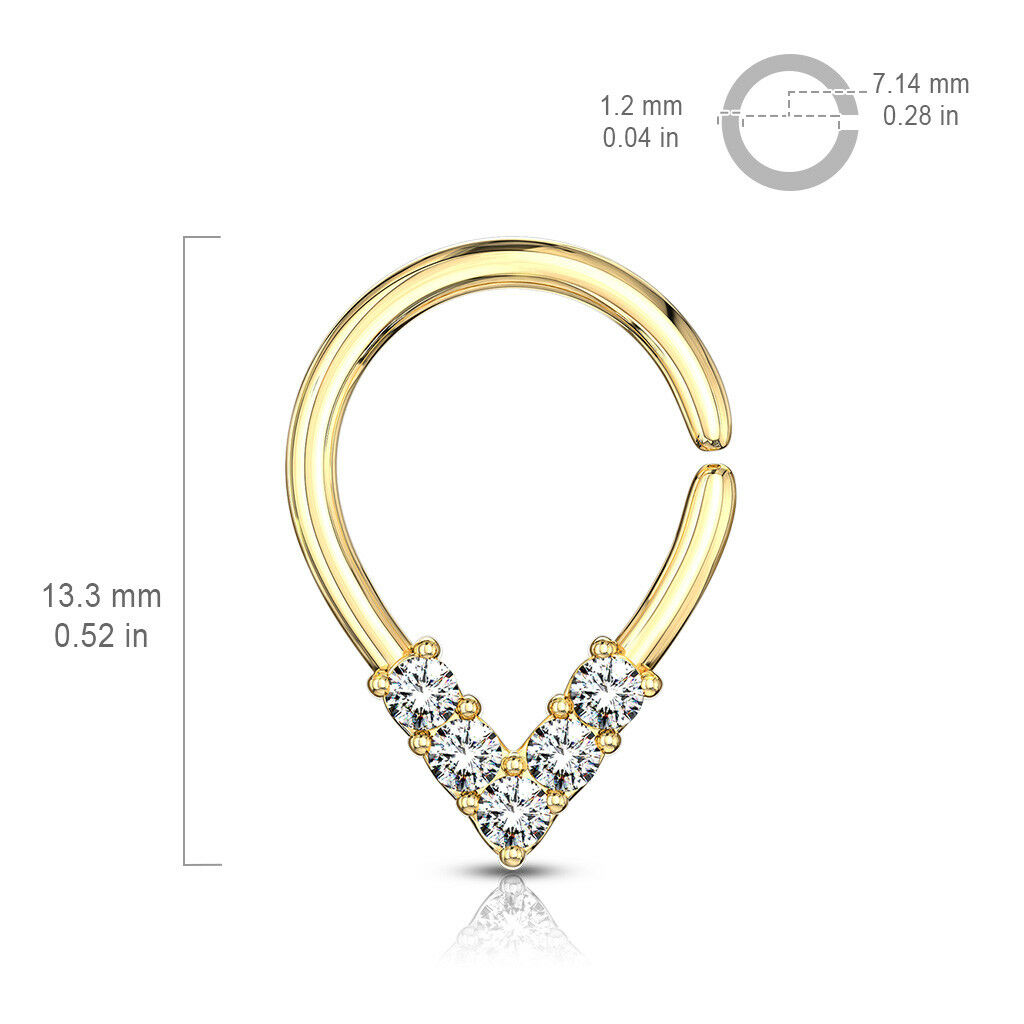 1pc Pear Shaped Bendable Hoop CZ Gem Ring Septum Daith Rook Tragus Ear Cartilage