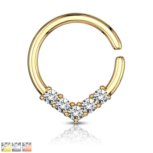 1pc V-Shaped CZ Gems Bendable Hoop Ring Septum Daith Rook Tragus Ear Cartilage