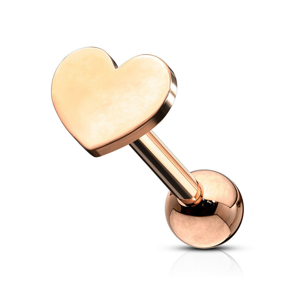1pc Flat Heart Top Helix Tragus Cartilage Bar Stud Earring 316L Surgical Steel