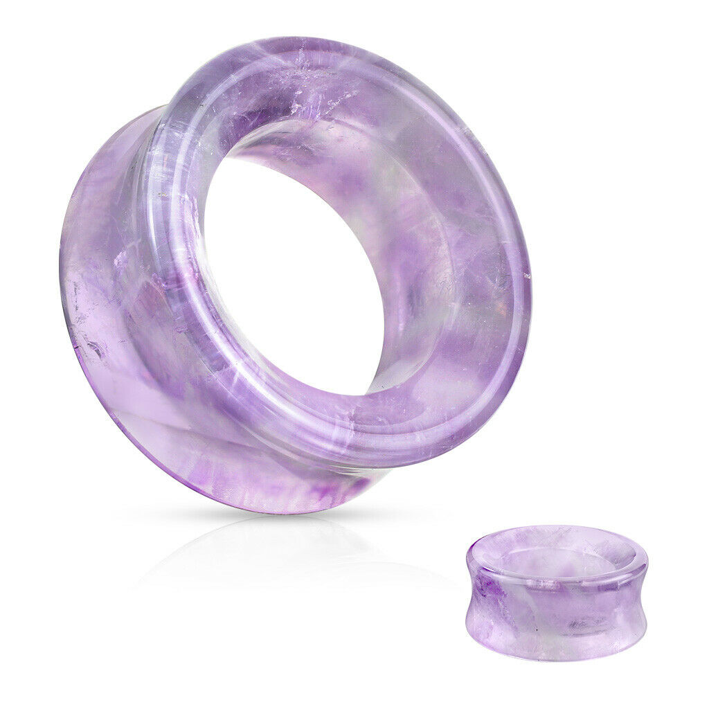 PAIR Amethyst Amythest Organic Stone Tunnels Plugs Earlets Gauges