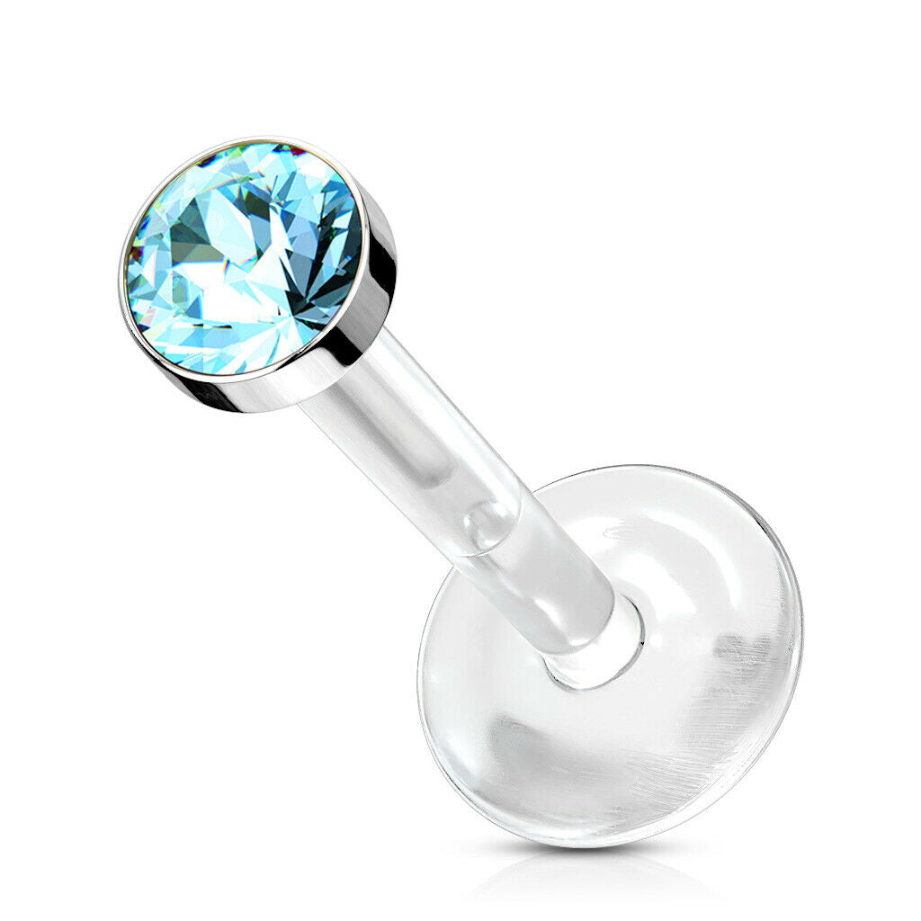 1pc Bioflex Crystal Gem Labret Monroe Tragus Ear Cartilage Stud Bio Flex