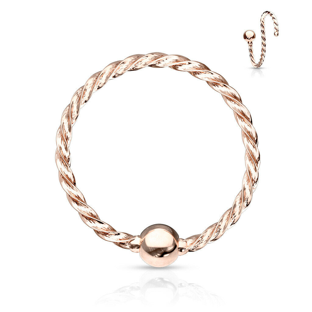 1pc Twisted Rope Fixed Ball Captive Bead Ring / Nose Hoop Cartilage Rook Helix