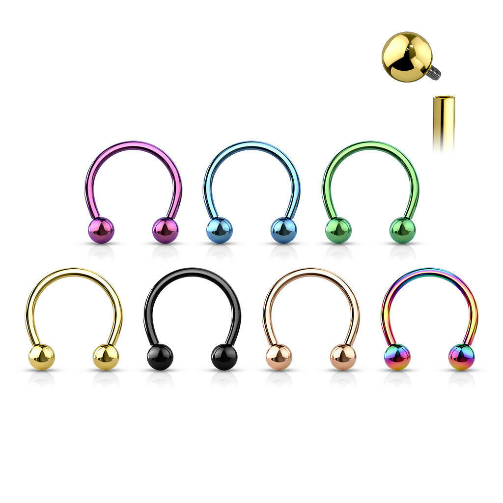 1pc Implant Grade Titanium Horseshoe Circular Barbell Septum Helix Ear Cartilage Eyebrow Ring