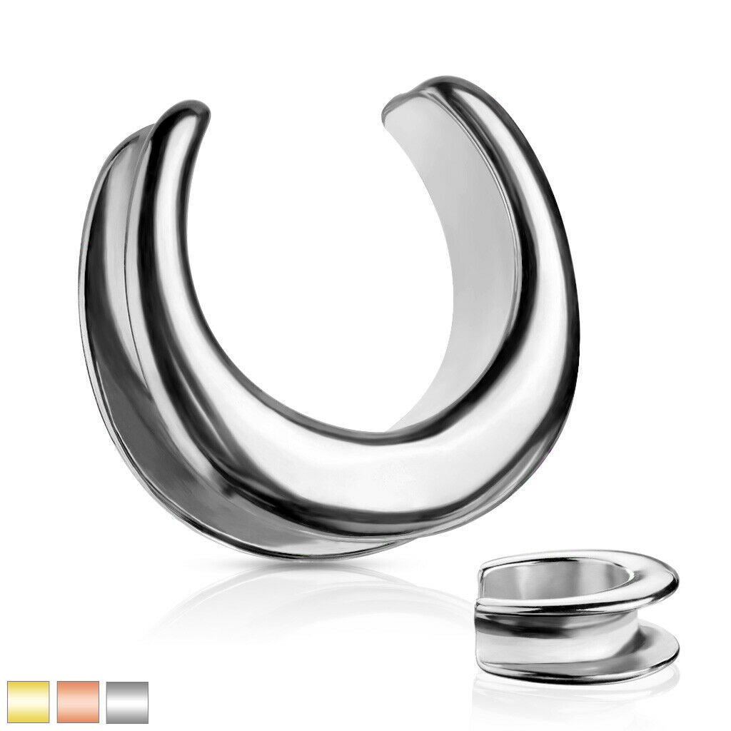 PAIR Saddle Ear Spreader Surgical Steel Tunnels Plugs Earlet Gauges Body Jewelry