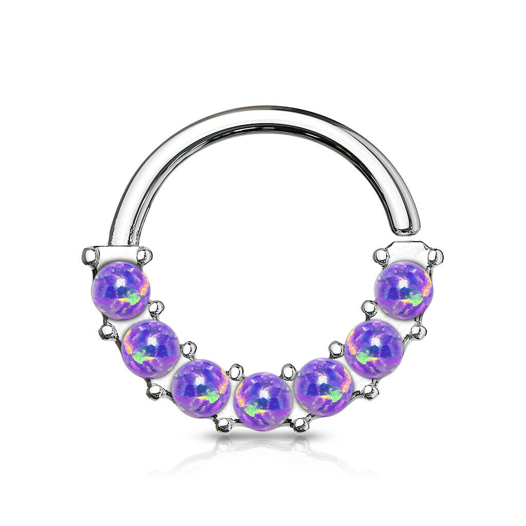 1pc Bendable 7 Opals Front Facing Hoop Septum Ring Cartilage Daith Helix Tragus