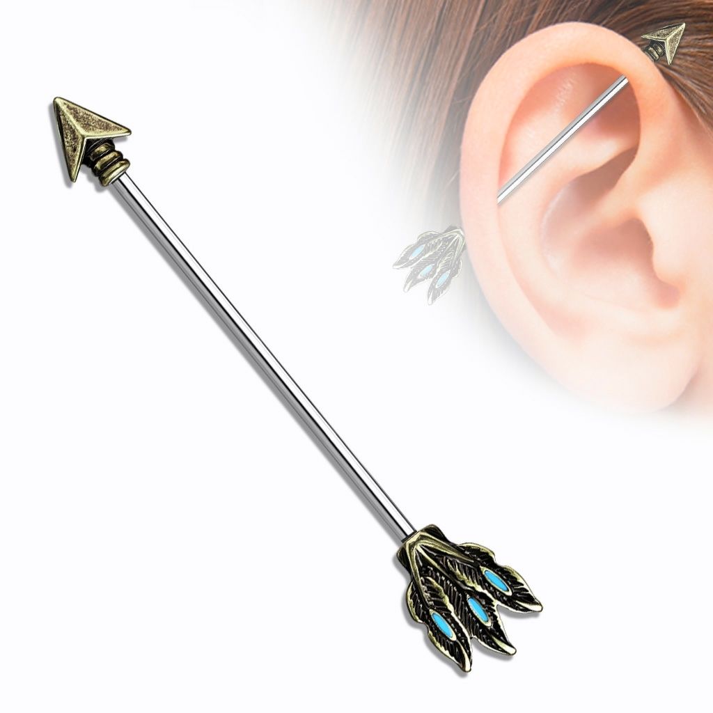 1pc Tribal Arrow Industrial Barbell