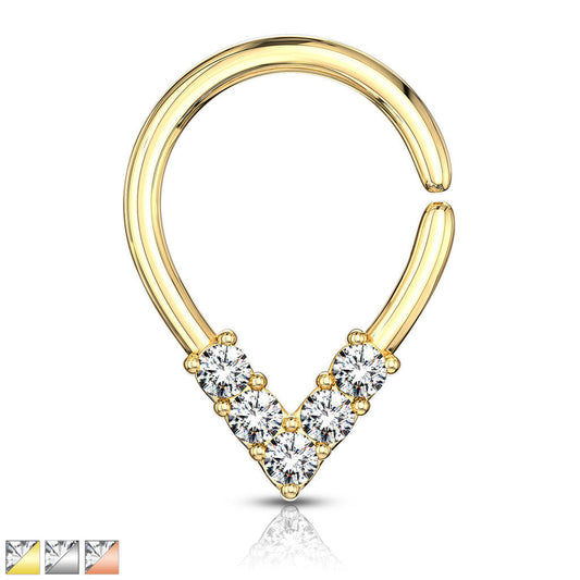 1pc Pear Shaped Bendable Hoop CZ Gem Ring Septum Daith Rook Tragus Ear Cartilage