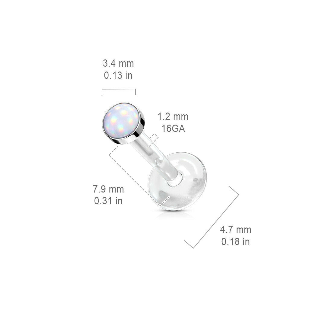 1pc Bioflex Illuminating Stone Labret Monroe Tragus Ear Cartilage Stud Bio Flex