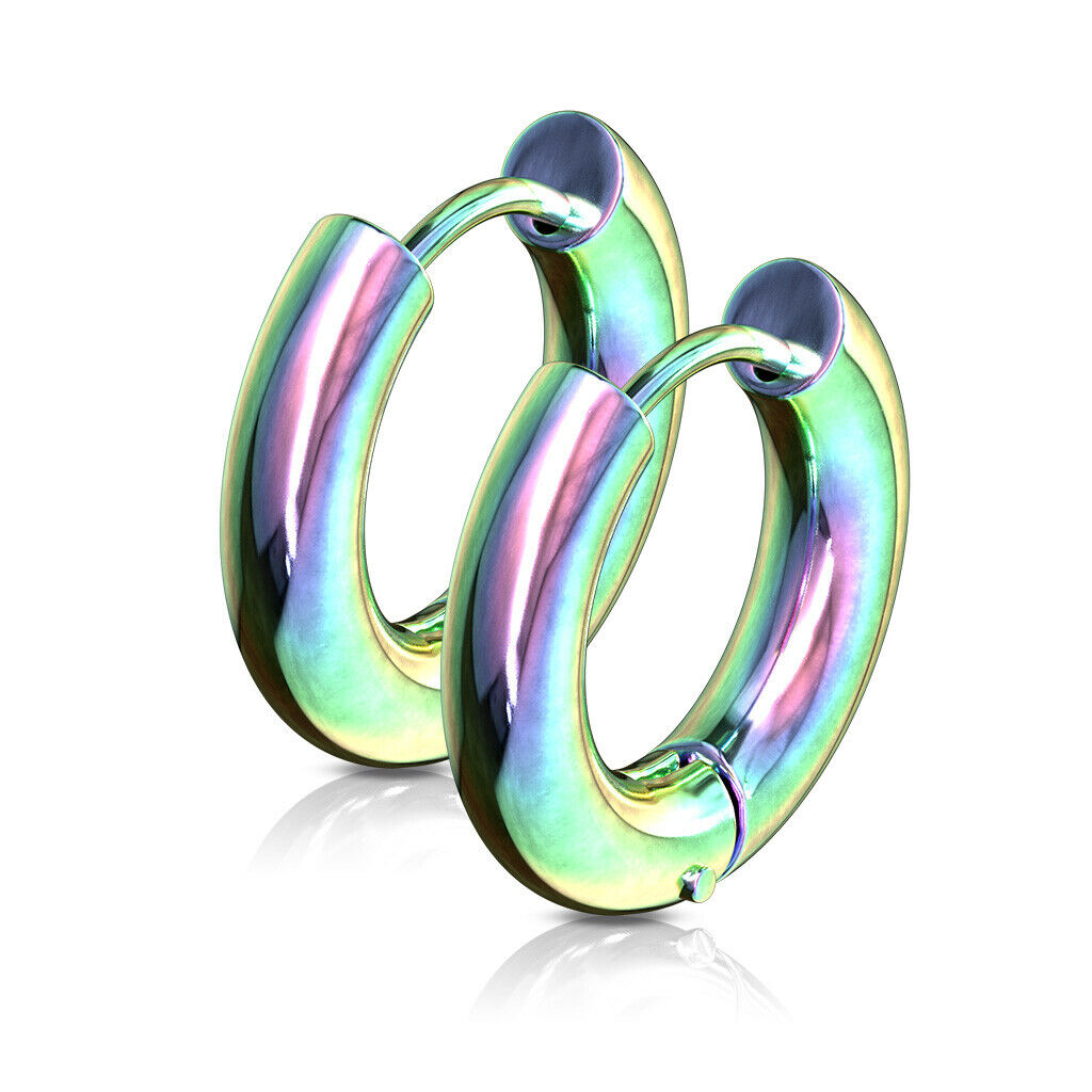 PAIR Stainless Steel Chunky Hoop Huggie Earrings 5mm Wide 20g Men or Women