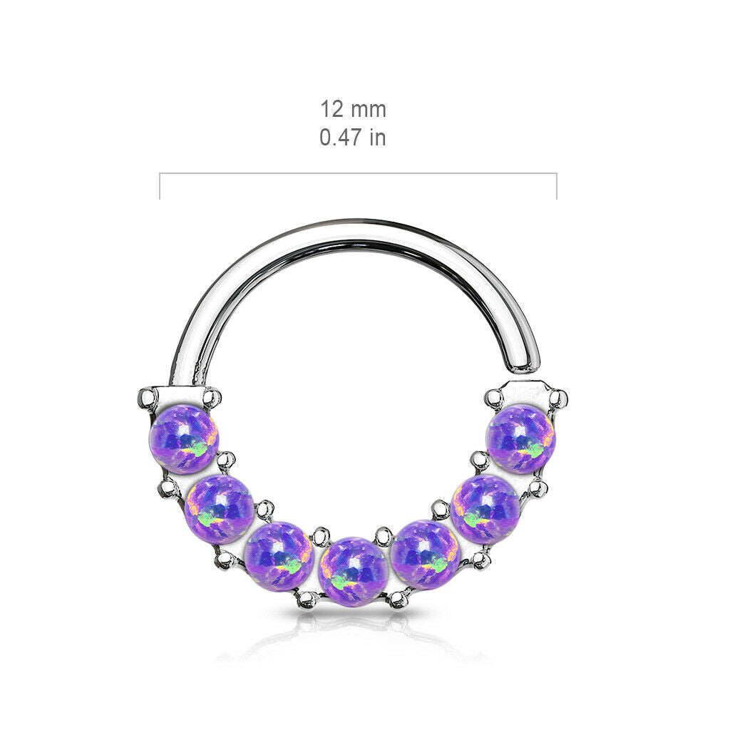 1pc Bendable 7 Opals Front Facing Hoop Septum Ring Cartilage Daith Helix Tragus