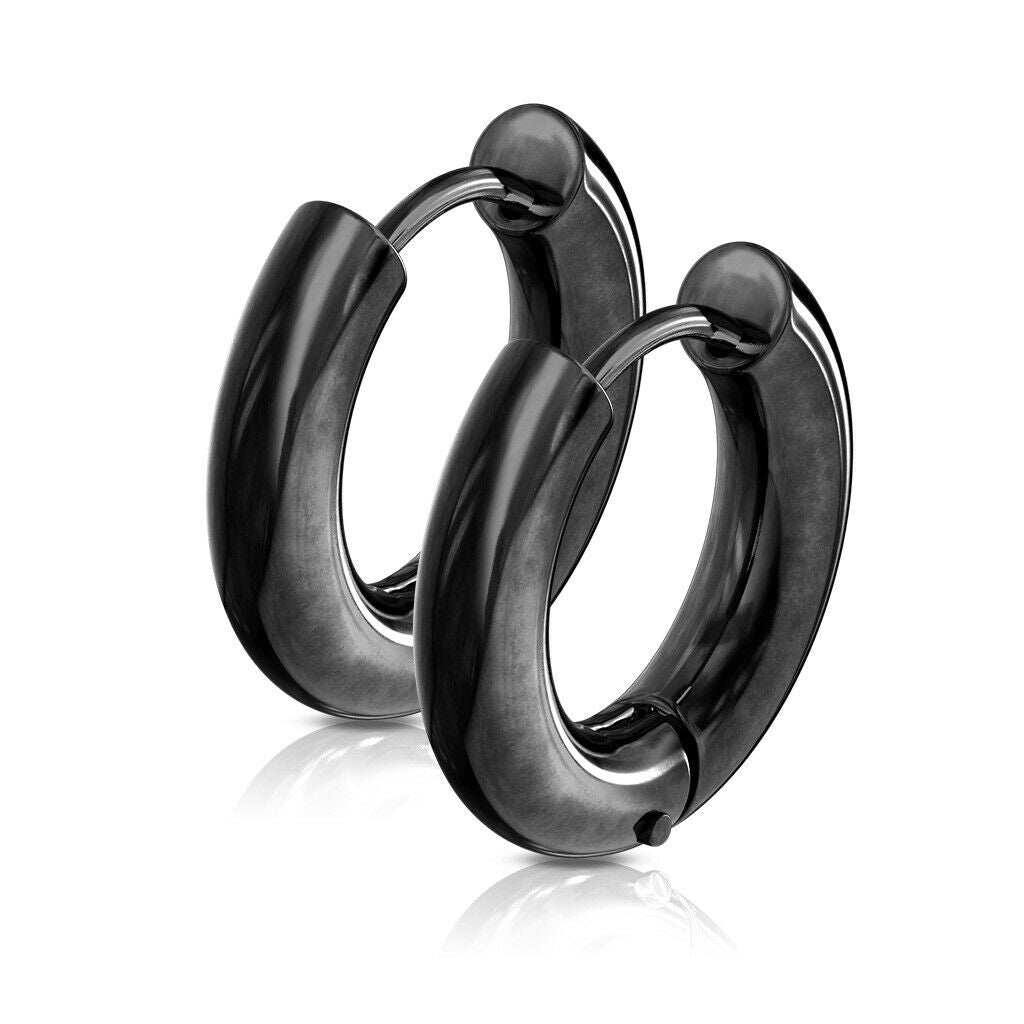 PAIR Stainless Steel Chunky Hoop Huggie Earrings 5mm Wide 20g Men or Women
