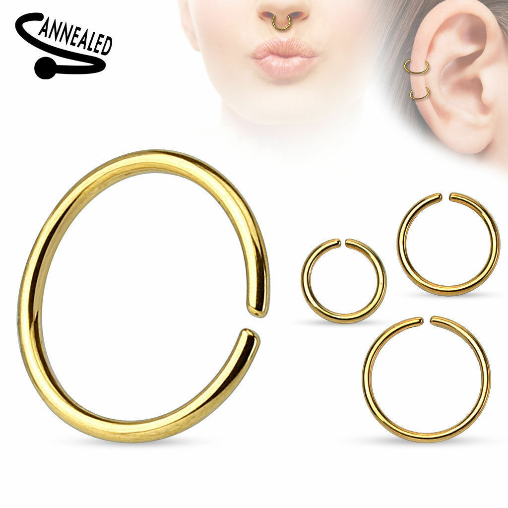 8pc Value Pack Titanium Anodized Annealed Cartilage Tragus Septum Nose Hoop Ring