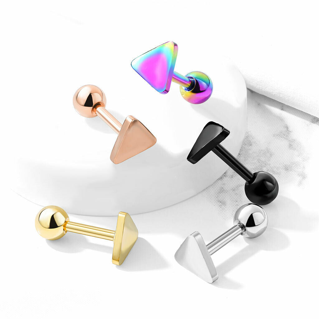 1pc Flat Triangle Top Helix Tragus Cartilage Bar Stud Barbell Surgical Steel
