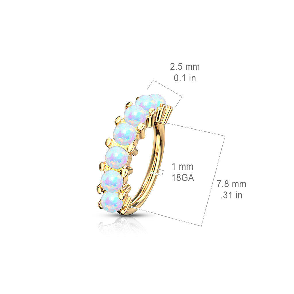 1pc Bendable 7 Opal Hoop Ring Nose Eyebrow Cartilage Rook Daith Helix Tragus