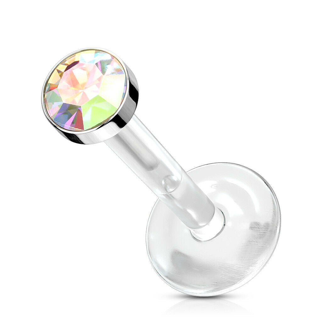 1pc Bioflex Crystal Gem Labret Monroe Tragus Ear Cartilage Stud Bio Flex