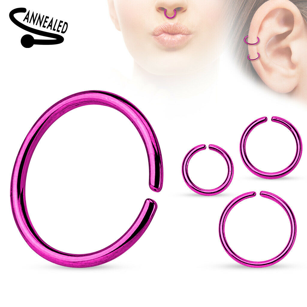 10pk Ear Cartilage Septum Nose Hoop Rings Rook Daith Helix Tragus Body Jewelry