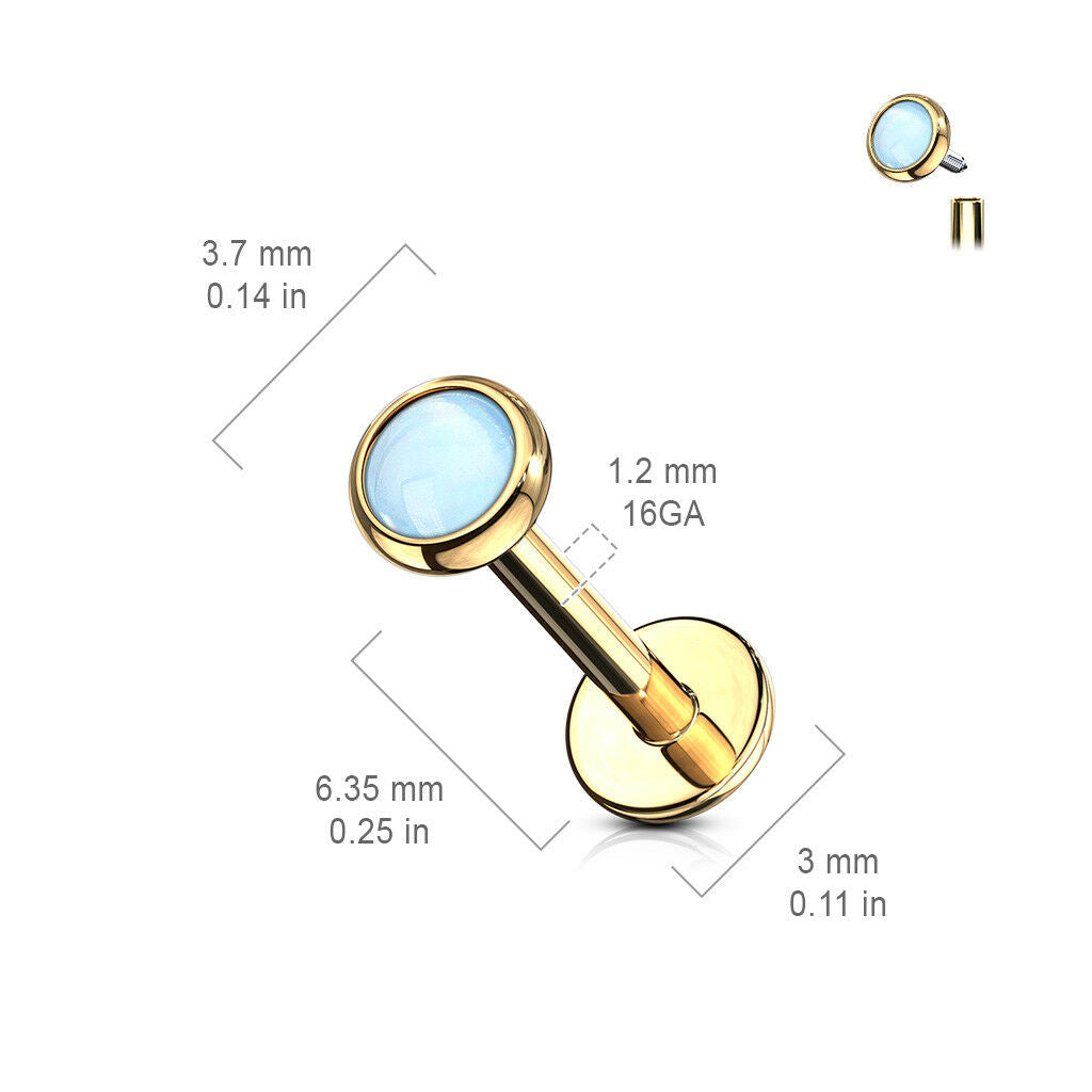 1pc Illuminating Stone Labret Stud Helix Tragus Cartilage Internally Threaded