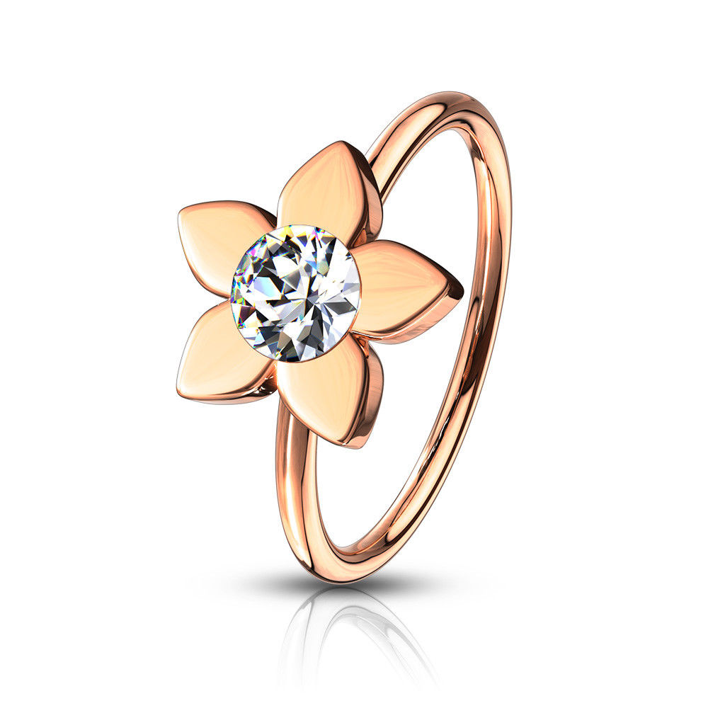 1pc Bendable Crystal Gem Flower Nose Hoop / Cartilage Ring