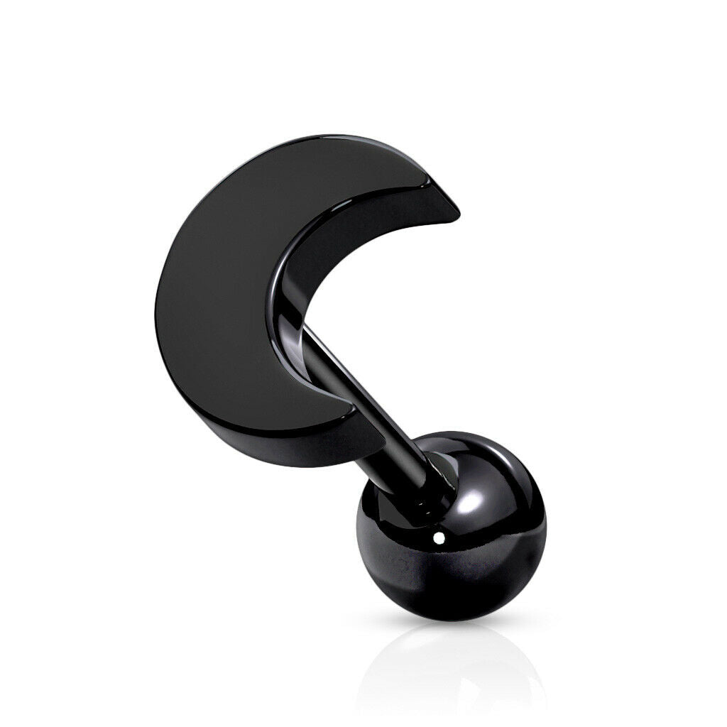 1pc Flat Moon Top Helix Tragus Cartilage Bar Stud Earring 316L Surgical Steel