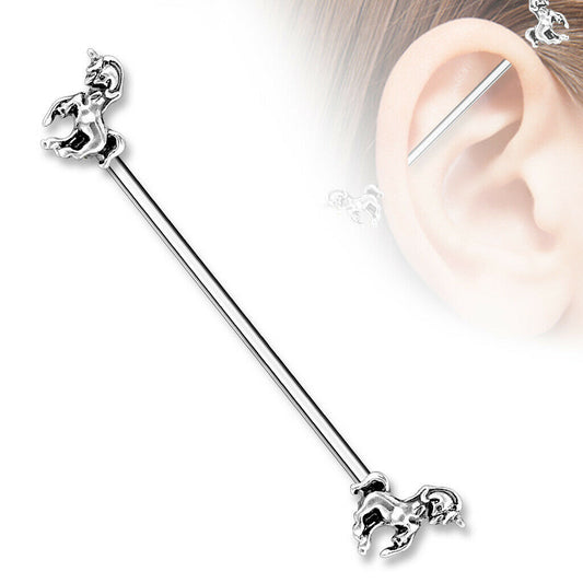 1pc Unicorn Industrial Barbell 14g, 1.5" 38mm 1&1/2" Ear Body Jewelry