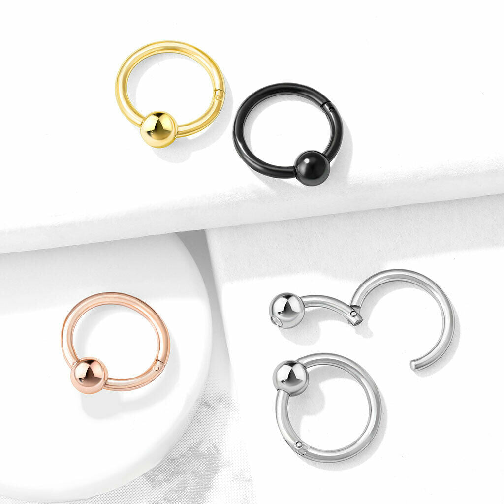 1pc Hinged Segment Captive Bead Ring Septum Clicker Helix Ear Cartilage Piercing