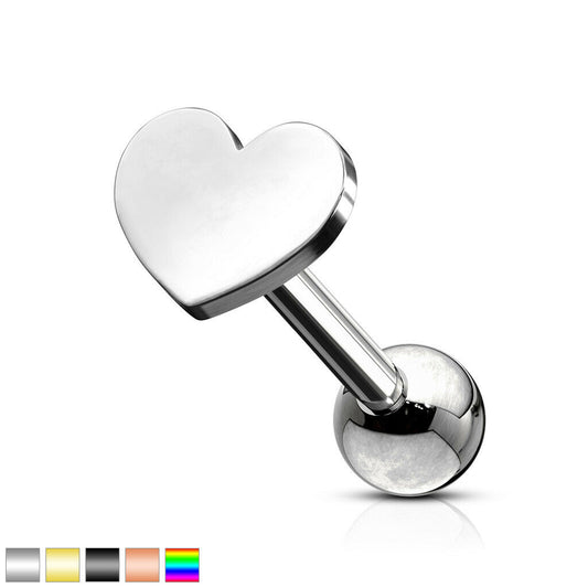 1pc Flat Heart Top Helix Tragus Cartilage Bar Stud Earring 316L Surgical Steel