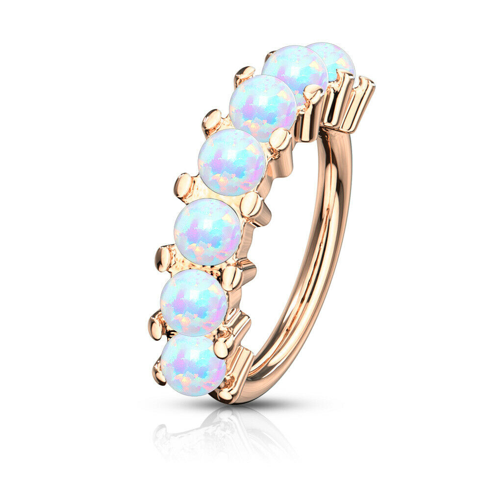 1pc Bendable 7 Opal Hoop Ring Nose Eyebrow Cartilage Rook Daith Helix Tragus