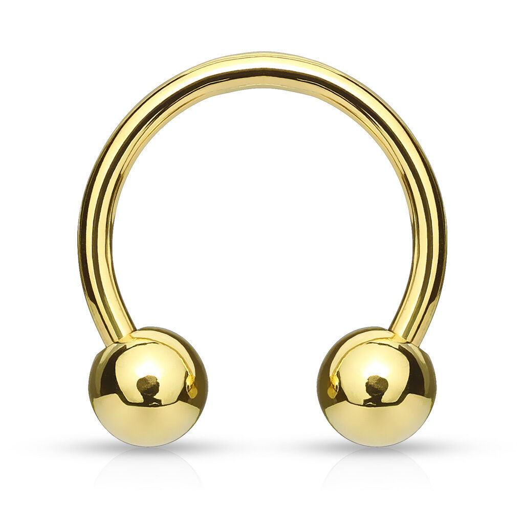 1pc Gold Plated Circular Barbell Horseshoe Septum, Nipple, Eyebrow Ring