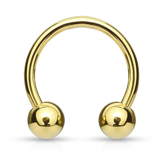 1pc Gold Plated Circular Barbell Horseshoe Septum, Nipple, Eyebrow Ring