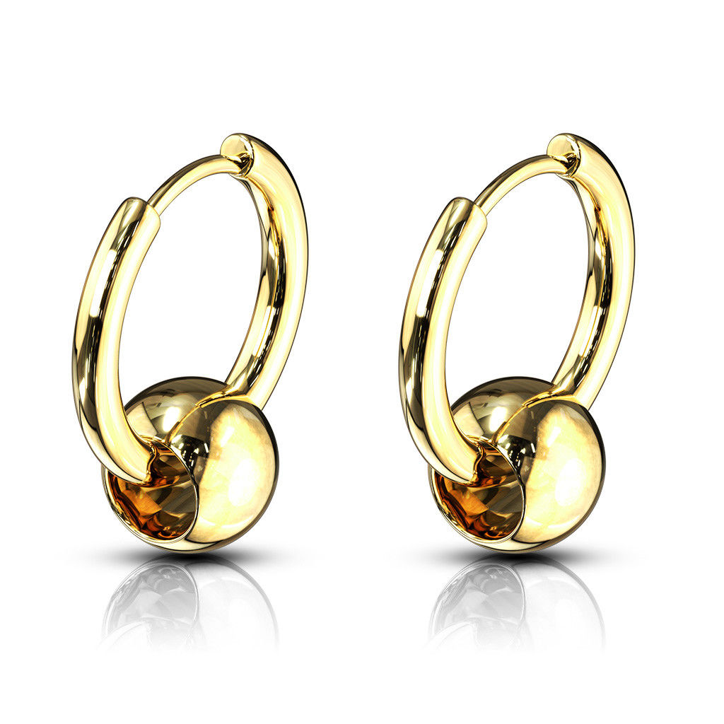 PAIR of 316L Stainless Steel Hinge Action 20g Captive Bead Ball Hoop Earrings