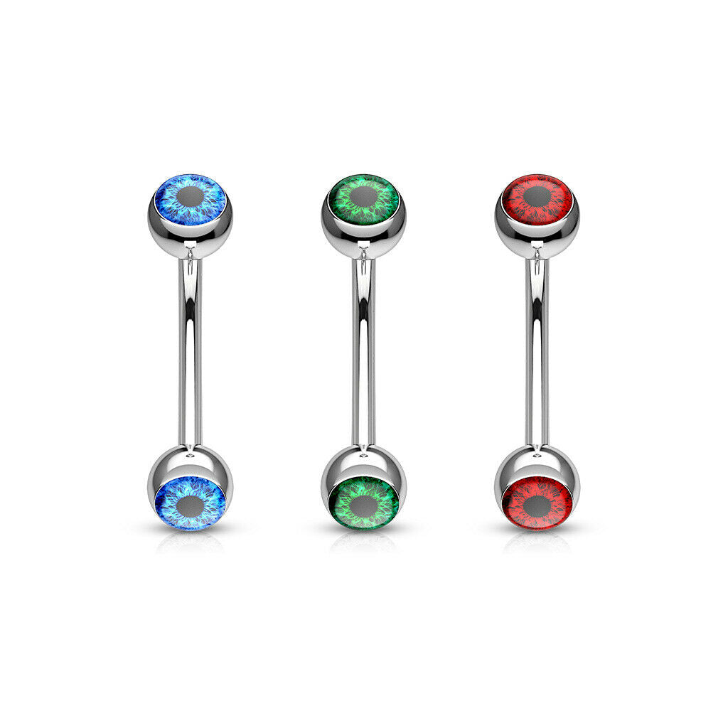 3pc Value Pack Eyeball Eyebrow Rings 16g 8mm 5/16" Eye Ball Body Jewelry