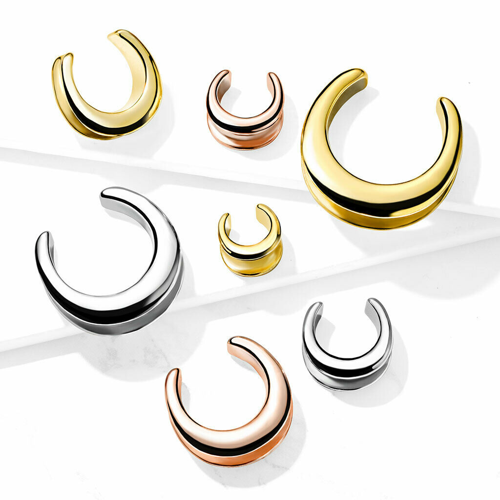 PAIR Saddle Ear Spreader Surgical Steel Tunnels Plugs Earlet Gauges Body Jewelry