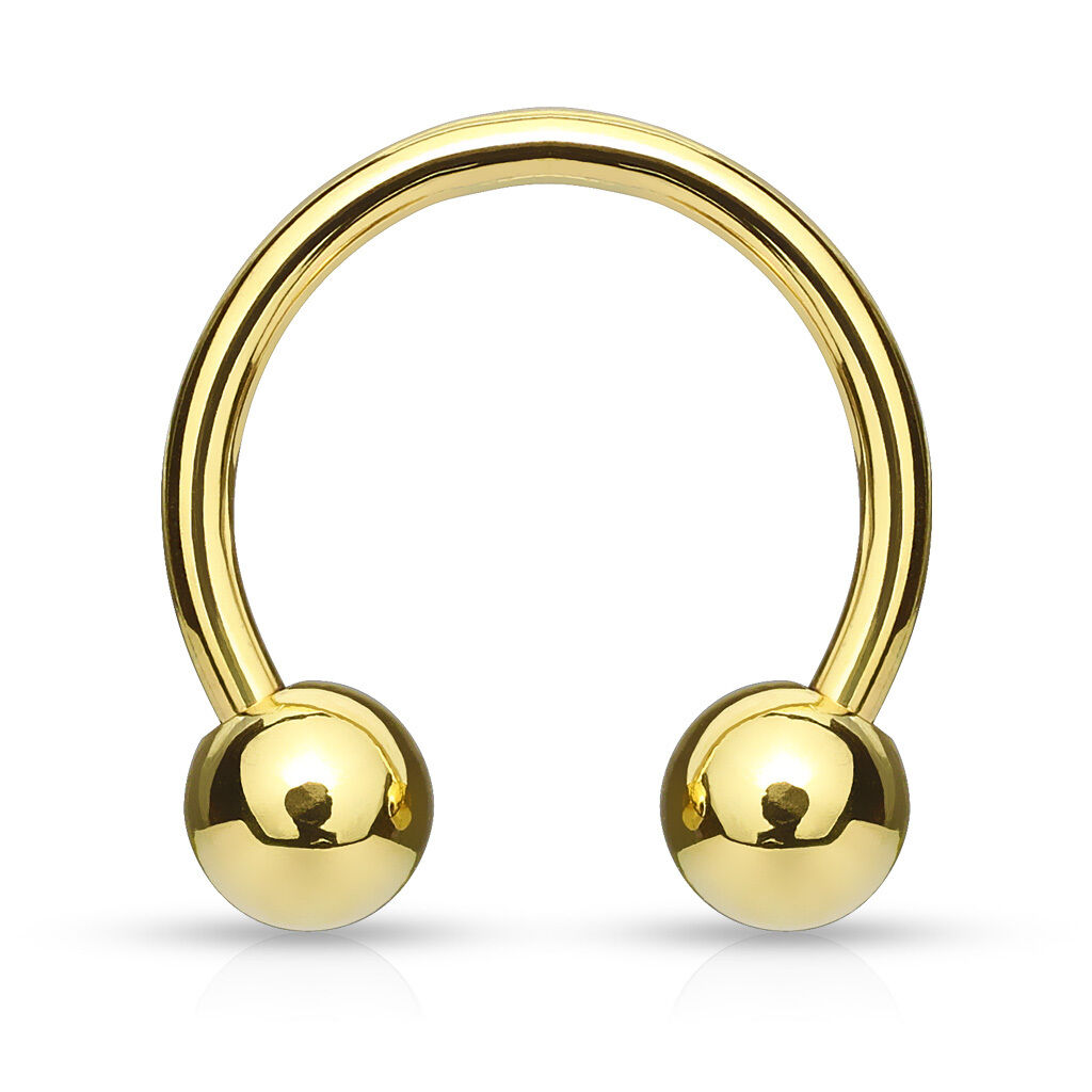 1pc Gold Plated Circular Barbell Horseshoe Septum, Nipple, Eyebrow Ring