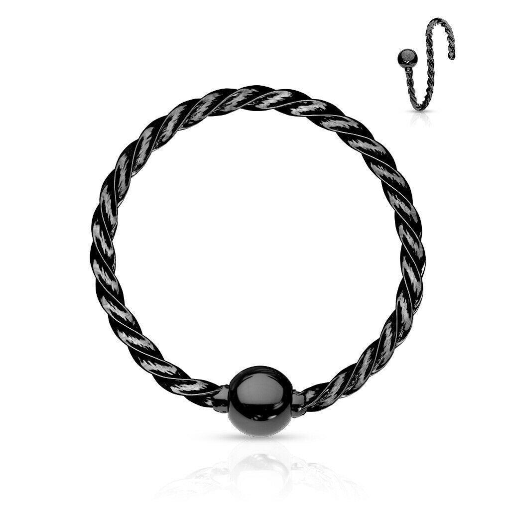 1pc Twisted Rope Fixed Ball Captive Bead Ring / Nose Hoop Cartilage Rook Helix
