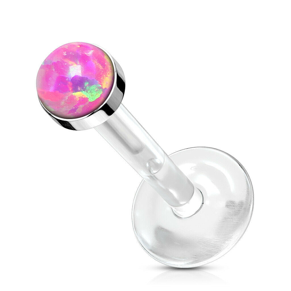 1pc Bioflex Opal Stone Labret Monroe Tragus Push-in Ear Cartilage Stud Bio Flex